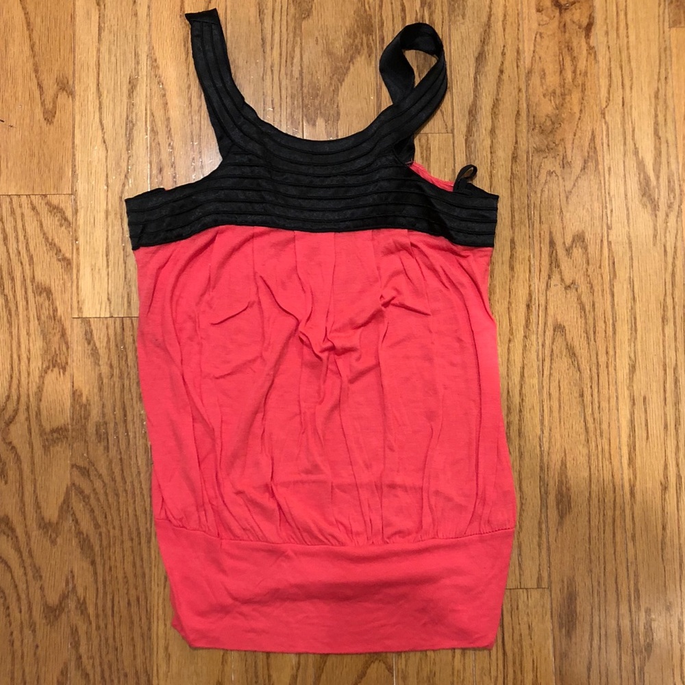 Coral and Black Top